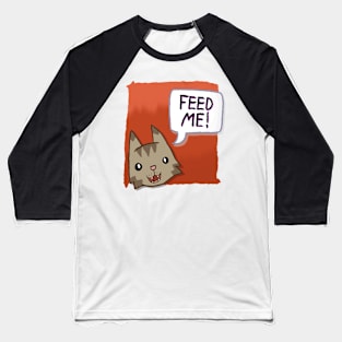 Feed Me! [Mackerel Tabby Cat With A Red Background] Baseball T-Shirt